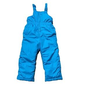 Pink Platinum Toddler Snow Bib Overalls Pants Size 4 Blue Adjustable Straps EUC